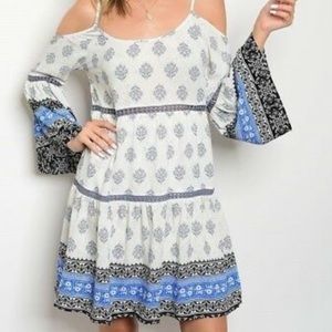 Entro Paisley Cold Shoulder Tier Dress